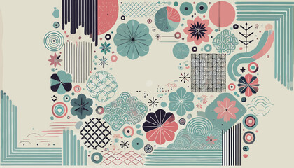 The concept of the image of a uniquely Japanese pattern.
Vector illustration.