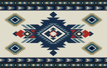 Wall Mural - Ethnic tribal Aztec colorful background. Seamless tribal pattern, folk embroidery, tradition geometric Aztec ornament. Tradition Native and Navaho design for fabric, textile, print, rug, paper