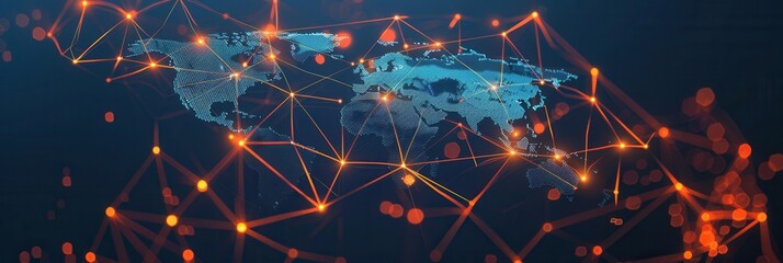 Aufkleber - A minimalist design featuring a world map with highlighted travel routes, symbolizing global connectivity and travel opportunities. Generative AI