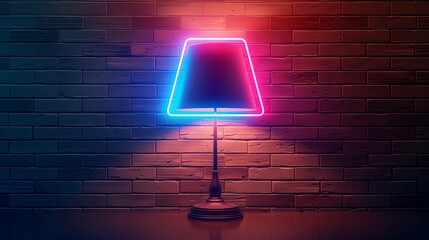 Wall Mural - Glowing neon line Table lamp icon isolated on black wall background