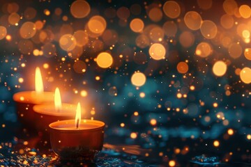glowing candles and bokeh lights diwali festival celebration background abstract photography