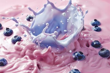 Wall Mural - Blueberry milkshake being splashed into, creating an interesting crown shape