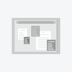 Fototapete - Web page template icon in flat style for web design isolated on grey background. Illustration of notice board, work board, wall magazine. Design element of notice board icon