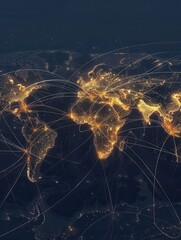 Aufkleber - A simple, minimalist world map with highlighted travel routes, showcasing global connectivity. Ideal for travel agencies and booking services. Generative AI