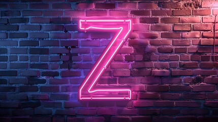 Neon letter Z on brick wall background