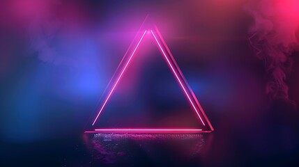 Wall Mural - Neon triangular frame with shining effects on dark background