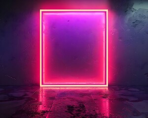 Poster - Neon Pink Vibrant Glowing Frame Isolated Concept with Copy Space