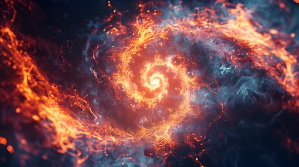 Wall Mural - Glowing Electric Spiral Current Forming Mesmerizing Cosmic Vortex Against Dark Background