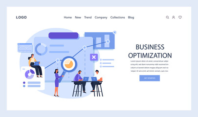 Poster - Business Optimization in focus. Teams collaborate on data-driven insights