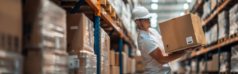 Wall Mural - Warehouse Worker Handling Box