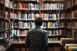 © ylivdesign - Student is standing in a library and choosing a book for research