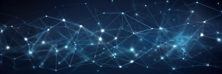 Poster - Abstract Network Connection, Blue Background