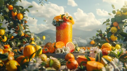 Wall Mural - a giant blank can in the middle of a citrusy, coloruful