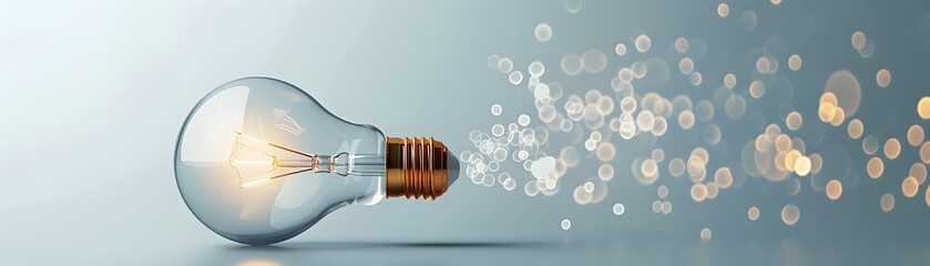 Poster - Minimalist Light Bulb Icon on Clean White Background with Copy Space