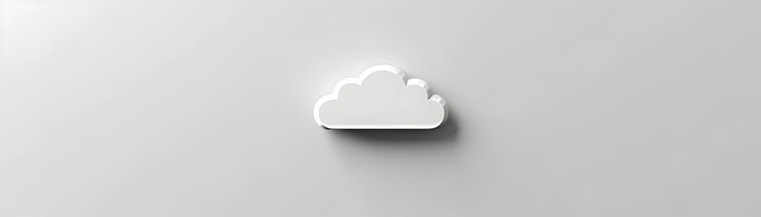 Poster - Minimalist Cloud Icon on White Background with Copy Space