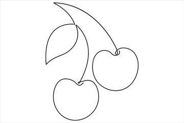 Wall Mural - Cherry continuous one line art icon vector illustration

