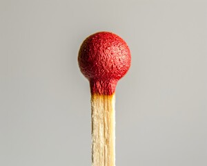 Detailed Macro Shot of a Matchstick Head Against a White Background