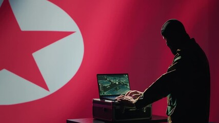 Poster - north korea air defense operator uses radar system to detect incoming missiles during korean conflic