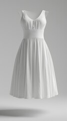 Poster - Elegant White Casual Dress with Fluid Movement and Soft Texture in Natural Lighting