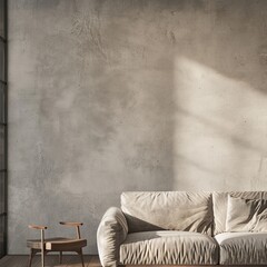 sofa in front of empty wall