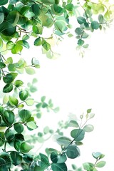 Sticker - Vibrant Watercolor Greenery Artwork: Layered 3D with Soft Pastel Tones and Cinematic Photographic Style