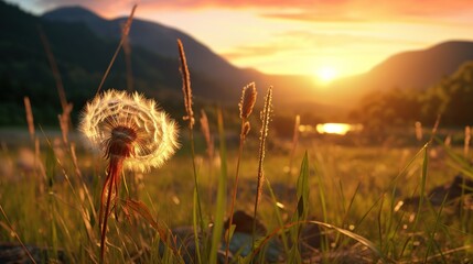 Wall Mural - sunset in the field