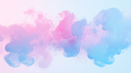Poster - Abstract pink and blue smoke on a white background, with copy space text for dreamy, ethereal, and abstract