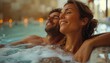 © Nuntapuk - A man and woman couple soak in a hot spring to relax.