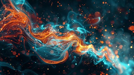 Colorful, space-themed abstract forms wallpaper. Beautiful abstract background. Space and galaxy theme.