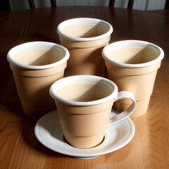 Set of disposable coffee cups cut out