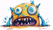 © wasan - Comic-style creature with a funny face and playful design, great for kids' art projects, isolated on white