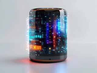 Poster - Futuristic Smart Speaker with Holographic Voice Command Interface