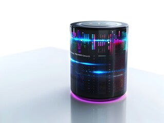 Poster - Smart Speaker with Holographic Voice Command Interface Representing Audio Technology