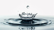 © wasan - Fresh water droplet falling, clear and transparent, isolated on white background
