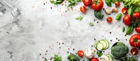 Sticker - Fresh Vegetable and Ingredient Background for Healthy Cooking with Copy Space.