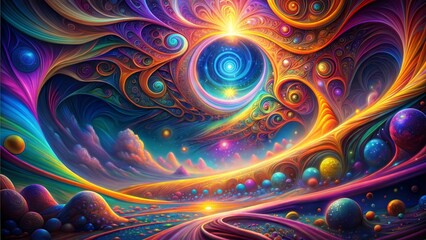 Wall Mural - a beautiful colorful background with a fantasy landscape