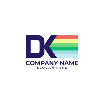 Painting logo with the DK initial as the letter mark and the colorful paint as the design element and the letter K as the Brush