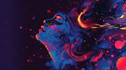 Wall Mural - abstract portrait of a woman in vibrant colors