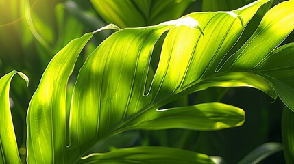 Green tropical plant close-up