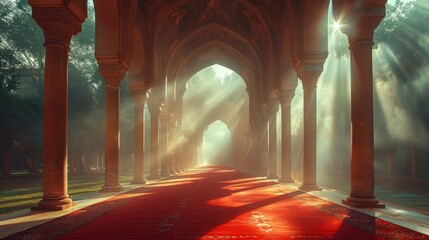 Wall Mural - Ancient Architecture With Red Carpet