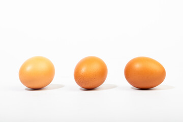 Brown eggs on a white background