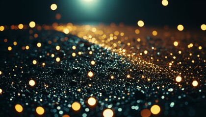 Poster - Glitter, lines, waves and abstractions in blue and gold hues. Banner, poster, background. Christmas, New Year's, holiday. With copy space