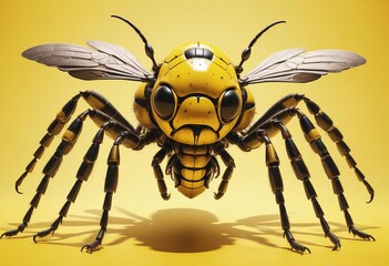 Wall Mural - A Giant Mechanical Bee Robot in Striking Yellow and Black