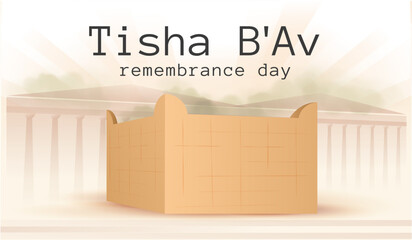 Canvas Print - Tisha B'Av Poster Design for Jewish  Holiday. Day of mourning for tragedies across Jewish history