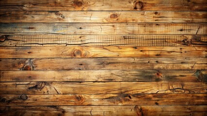 Wall Mural - Rustic, distressed, aged wooden floor background featuring a warm, abstract light wood texture with prominent cracks and natural imperfections.