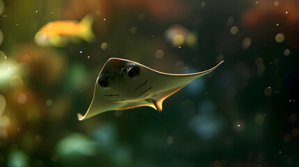 Wall Mural - Stingray in the Aquarium with Bokeh Effect Photo