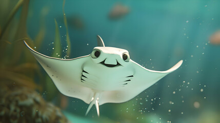 Wall Mural - Smiling Stingray Illustration