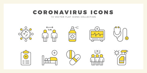  10 Coronavirus Two Color icon pack. vector illustration.