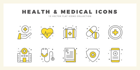  10 Health and Medical Two Color icon pack. vector illustration.
