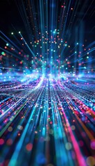 Aufkleber - Vibrant abstract background with colorful light streaks in motion, creating a dynamic and energetic visual effect, ideal for tech-related designs.
